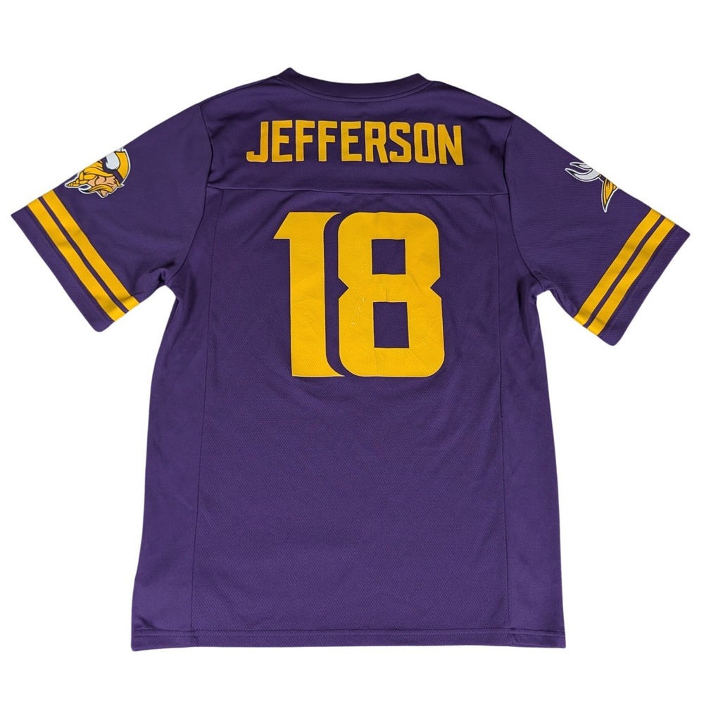 NFL Team Apparel Minnesota Vikings Justin Jefferson 18 Jersey Purple Mens S
